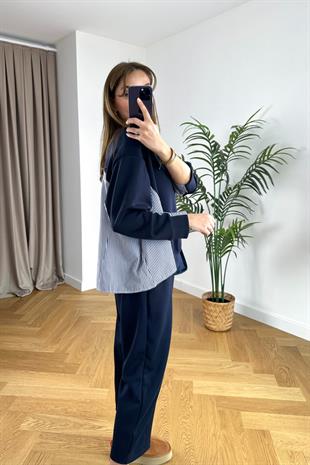Tyren Lacivert Gömlek Detaylı Modal Sweatshirt