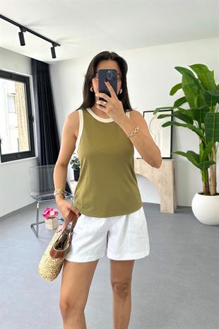 Caca Yağ Yeşili Biyeli Atlet