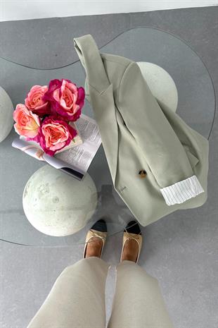 Pully Çağla Yeşili Keten Blazer