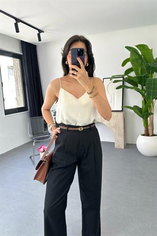 Cerla Taş Keten Bluz