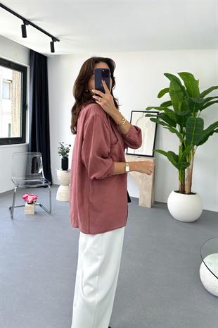 Oxi Gül Kurusu Dökümlü Gömlek