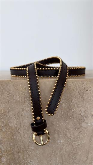 Acı Kahve Gold Tokalı Top Zincirli Kemer