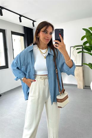 Oxi İndigo Dökümlü Gömlek