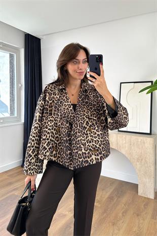 Selosa Leopar Desenli Kısa Ceket