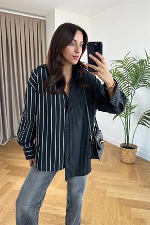 Kloxe Siyah Çizgili Gömlek