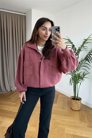 Lily Gül Kurusu Çelik Triko Ceket