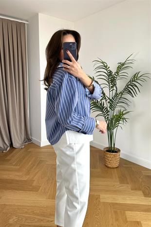 Dupa Mavi Beyaz Çizgili Gömlek