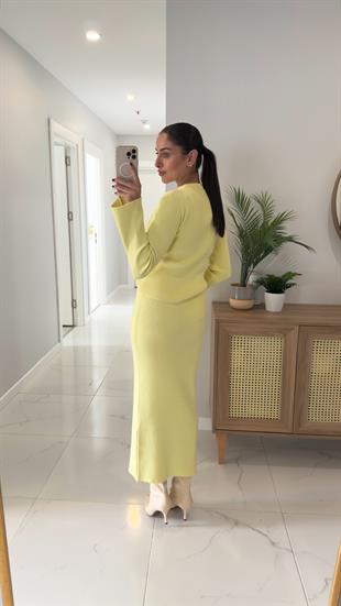 Alveris Sarı Fitilli Triko Etek Takım