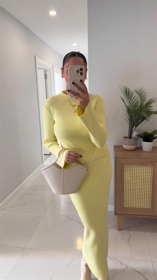 Alveris Sarı Fitilli Triko Etek Takım