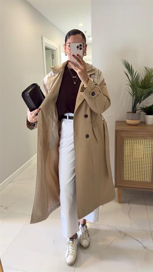 Anastas Bej Fularlı Uzun Premium Trençkot