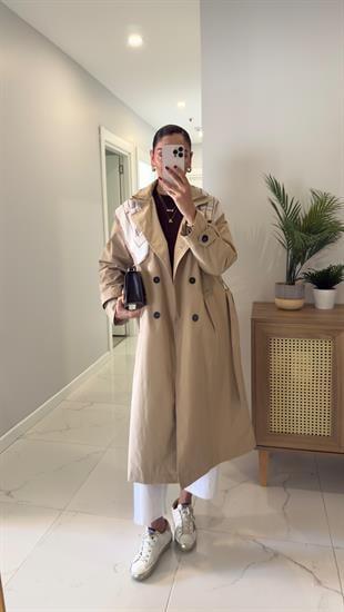 Anastas Bej Fularlı Uzun Premium Trençkot