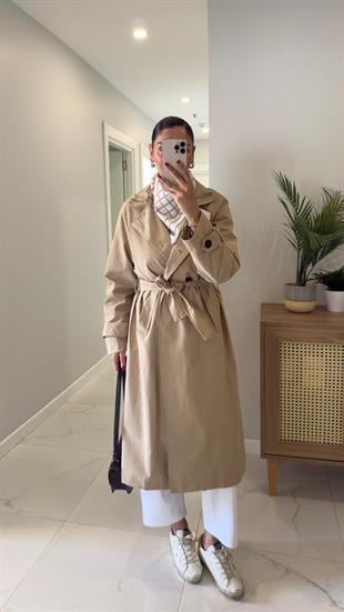 Anastas Bej Fularlı Uzun Premium Trençkot