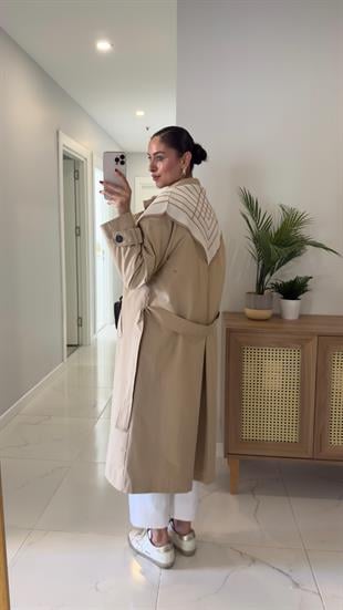 Anastas Bej Fularlı Uzun Premium Trençkot