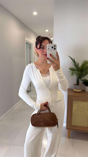 Anna Ekru Kendinden Atletli Bluz