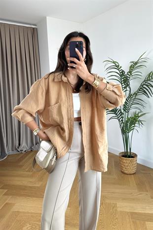 Oxi Camel Dökümlü Gömlek