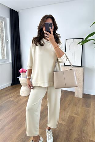 Nowse Ekru Sweat Pantolon Modal Takım
