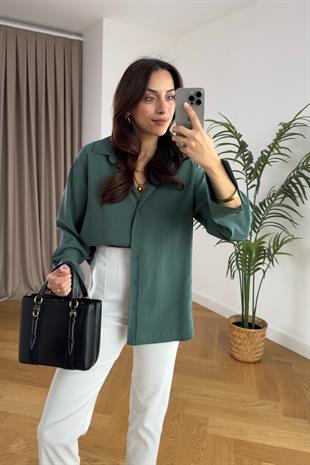 Mintox Yeşil Oversize Gömlek