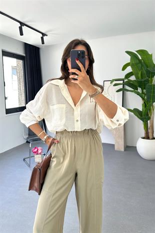 Kole Taş Cep Detaylı Gömlek