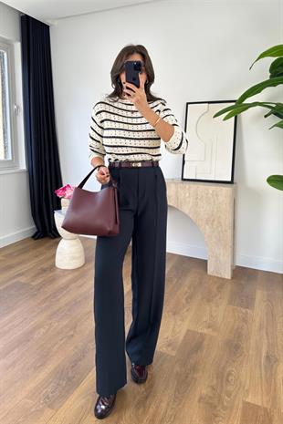 Mary Lacivert Palazzo Pantolon