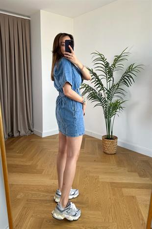 Topshop Fermuar Detaylı Denim Elbise