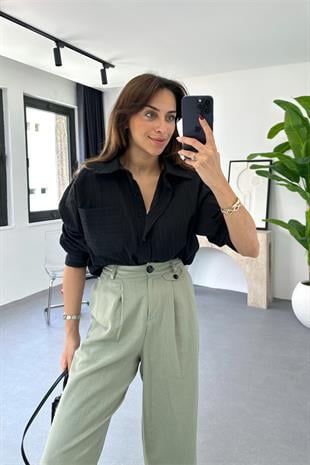 Rio Siyah Kendinden Çizgili Gömlek