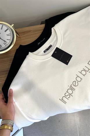 ZR Beyaz Inspired Yazı İşlemeli Sweatshirt