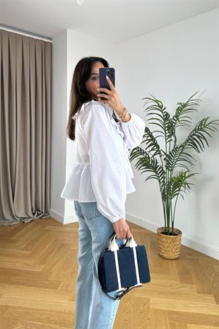 Sento Beyaz Yaka Detaylı Bluz