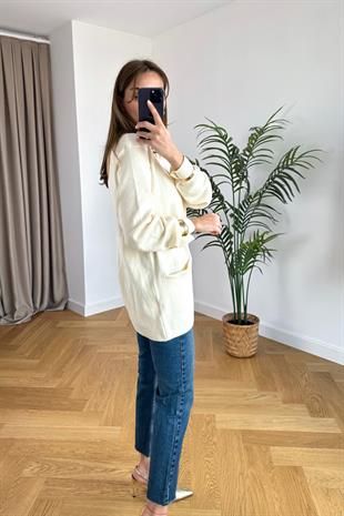 Fabrik Ekru Çelik Triko Blazer