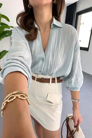 Sella İndigo Transparan Detaylı  Gömlek