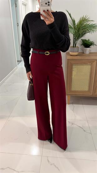 Barles Bordo Kemerli Palazzo Pantolon