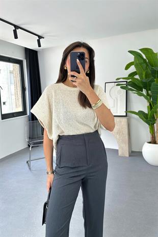 Erozy Zr Taş Kendinden Dokulu Bluz