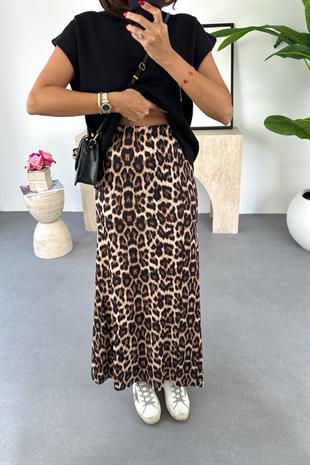 Rose Leopar Desenli Maxi Boy Etek
