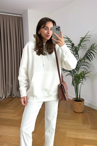 Tennesa Beyaz Kapüşonlu Sweatshirt