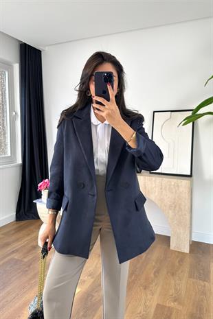 Lona Lacivert İç Astar Detaylı Blazer