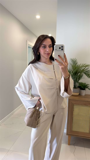 Beras Taş Tensel Bluz Pantolon Takım