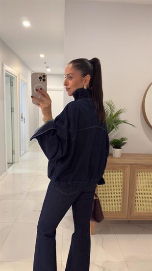 Besta Lacivert Yarasa Kol Denim Ceket