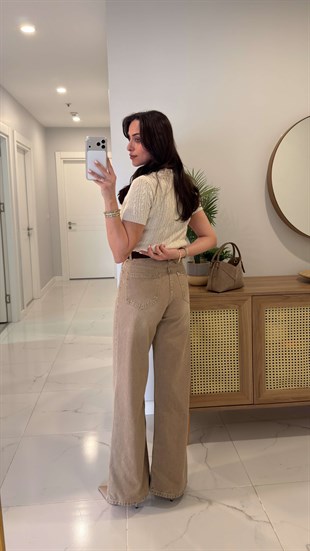 Biolsa Bej Kemerli Wıde Leg Jean