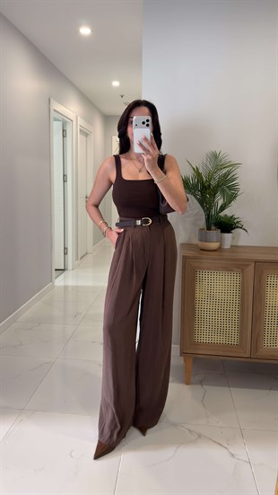 Bios Kahve Tensel Palazzo Pantolon