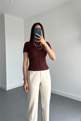 Acı Kahve Önü Dikişli Bluz