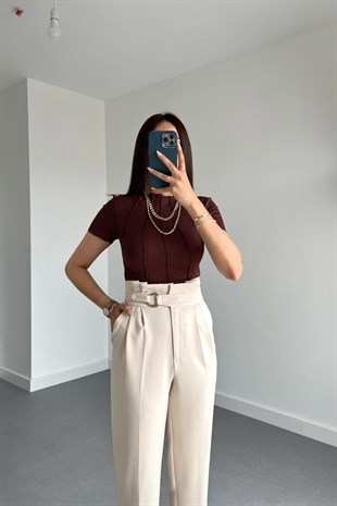 Acı Kahve Önü Dikişli Bluz