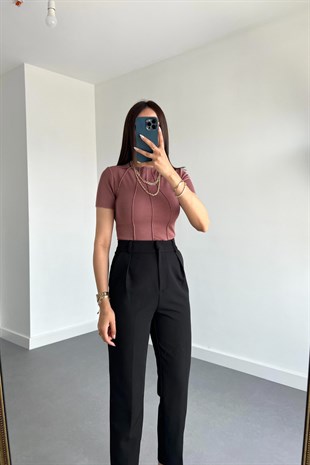 Gül Kurusu Önü Dikişli Bluz