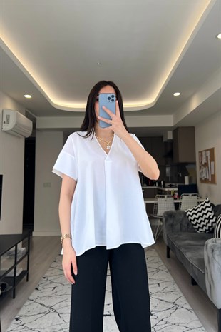 H&M Beyaz Pileli Bluz