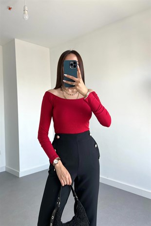 Nakd Kırmızı Kayık Yaka Bluz