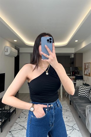 Nakd Siyah Tek Omuz Bluz