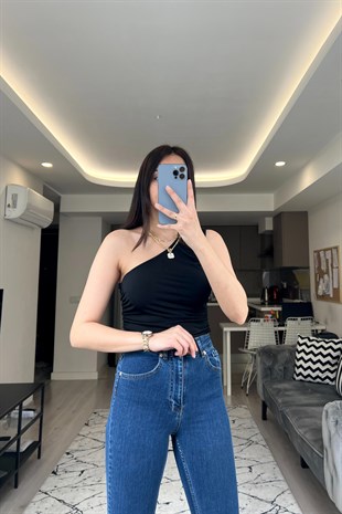 Nakd Siyah Tek Omuz Bluz