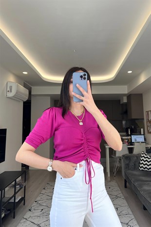 Orsay Pembe Önden Büzmeli Bluz