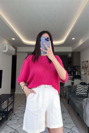 Pembe Dökümlü Bluz