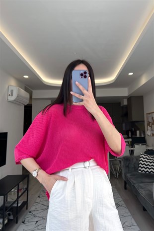 Pembe Dökümlü Bluz