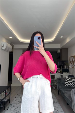 Pembe Dökümlü Bluz