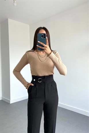 Sütlü Kahve Fırfırlı Bluz